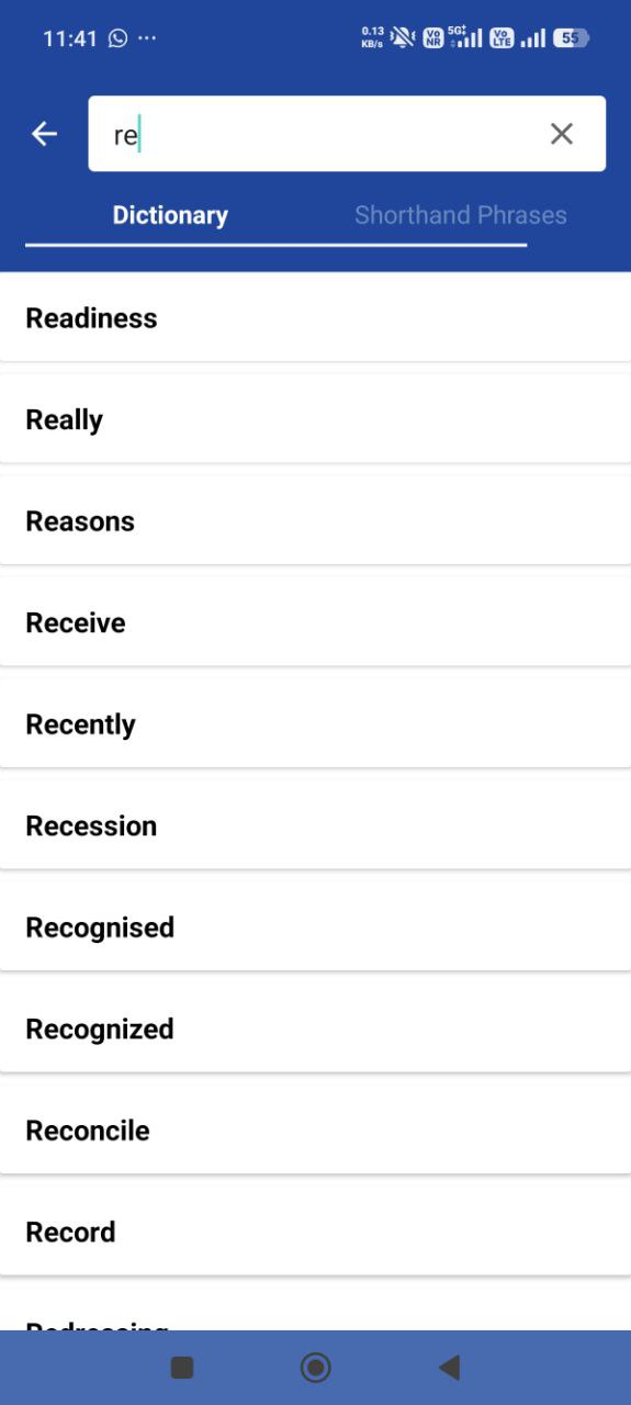 Instant Shorthand Outline Search in Steno Dictionary App